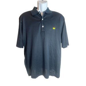 Amen Corner Polo Golf Shirt Size Large Black Cotton Masters Logo